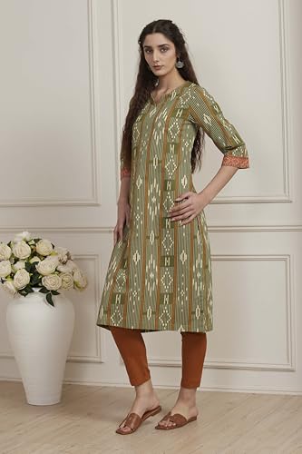 Image of BIBA Women Cotton Printed Straight Kurta