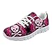 HUGS IDEA Moda Floral Calavera Pug Perro Flores Divertido Ligero Espuma Pisos Deporte Running Zapatos Fitness Jogging Calzado, color Negro, talla 40 EU