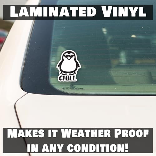 Image of Chill Penguin Vinyl Decal Sticker - Versatile for Cars, Trucks, Windows, Bumpers, Walls, and Laptops - 5 Inches - Black Design withWhite Background - KCD3453B