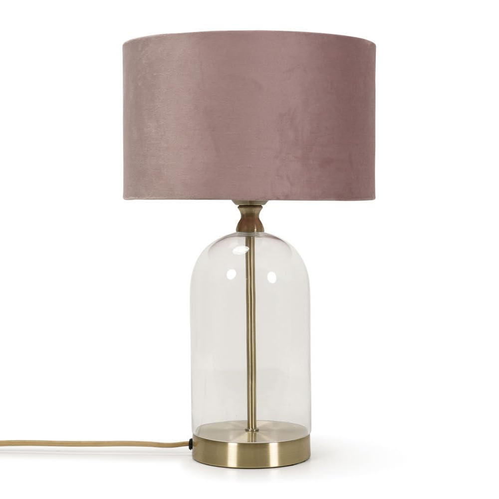 Valuelights Blush | Glass And Gold Metal Table Lamp With A Pink Velvet Lampshade | Home Décor, Bedside & Desk Lamp