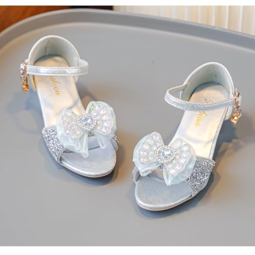 Girls Low Heels Rhinestone Princess Sandals Bowknot Mary Jane Shoes Wedding Party2
