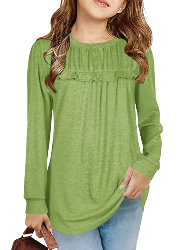 Image of Haloumoning Girls Crew Neck T Shirts Peplum Babydoll Tops Tees 4-15 Years | Girls T-Shirts, Casual Loose Tunic Tops, Cute Ruffle T Shirts, Short Sleeve Shirts, Long Sleeve Blouse