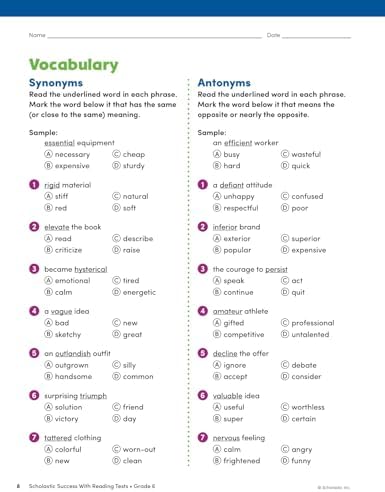 SCHOLASTIC SUCCESS W/ READ TESTS GRD 6