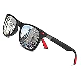 Komfortables Trageerlebnis: Diese sonnenbrille herren verspiegelt mit seiner einteiligen Nasenpads Design, das nicht unterdrücken wird Nase Brücke, die sunglasses men macht Sie stabiler und angenehmer zu tragen. Der weiche Gummi an der Spitze des Bügels ist hautfreundlich und hypoallergen. Die Anti-Rutsch-Performance verhindert, dass Ihre polarisierte sonnenbrille von Ihrem Gesicht rutscht, wenn Sie im Freien sind