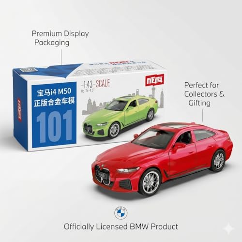 Image of Wizplex MSZ Official Licensed BMW i4 M50 Diecast Model Car 1:43 Scale | Premium Metal Electric Gran Coupe Collectible Replica | Display Showpiece & Gift for Car Lovers