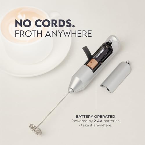 Image of Zulay Kitchen Powerful Milk Frother AA Batteries Included - Ultra Fast Handheld Drink Mixer with Stainless Steel Whisk Stirrer for Coffee, Protein, Matcha & More, Frother Wand Electric Frothmate