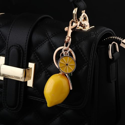 Image of Fruit Bag Charm Keychain - Gold Key Chain, Cute Purse Handbags Accessories - Beautiful Gift for Women