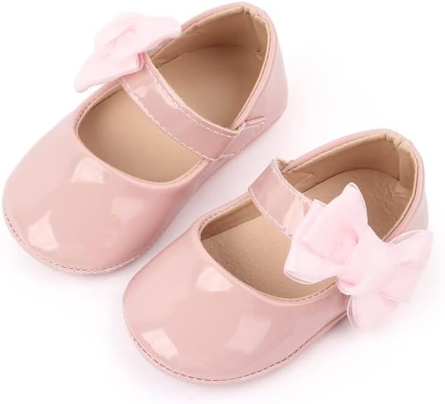 SawimlgyBaby Girls Mary Jane Sequins Crown Flats PU Leather Wedding Party Princess Ballet Shoe Infant Rubber Sole Prewalker Toddler First Crib Shoes