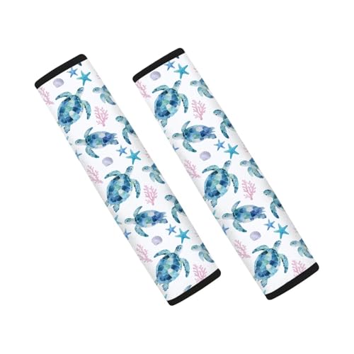 Image of AFPANQZ Turtle Starfish Print Seat Belt Pads Covers Universal Fit for Truck Vans Sedans SUVs Safety Seatbelt Pad Cushion Comfortable Driving Car Seats Accessories