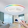LED ATOMANT Lampara Ventilador Techo con Luz Led, 22W,Ø 50cm, CCT + RGB, 2300LM, Motor DC 30W 6 Velocidades Silencioso y Bajo Consumo, Modo Verano Invierno, Con Mando