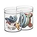 iDesign Clarity Plastic Stackable Makeup and Cosmetic Storage Canister Container with Two Compartments for Bathroom, Vanity, Kitchen, Bedroom, 6.12" x 3.62" x 4.35", Clear
