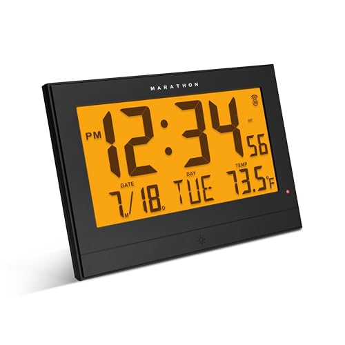 Reloj atómico MARATHON digital para salones amplios con indicador de temperatura interior 2