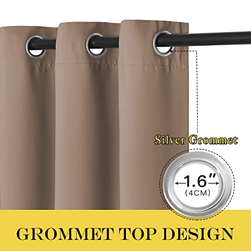 NICETOWN Insulated Blackout Curtain and Drape - Microfiber Energy Saving Thermal Insulated Solid Grommet Blackout Drapery for Kitchen (Single Panel, 52 inches by 54 inches, Cappuccino)