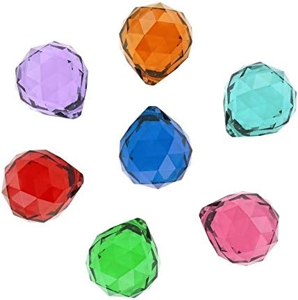 Hdecor 40mm Vintage Feng Shui Faceted Decorating Crystal Ball Prism (Multi-Color 7pcs)