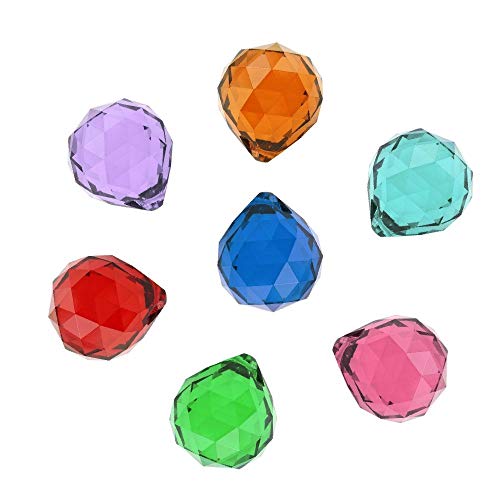 Hdecor 40Mm Vintage Feng Shui Faceted Decorating Crystal Ball Prism (Multi-Color 7Pcs) #TOP24