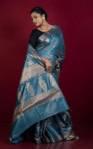 RUPLEKHA FASHION yellow banarasi silk saree in tussar silk – image 5