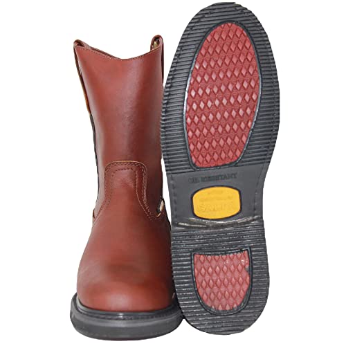 Men's Pull On Leather Soft Toe Work Boot4