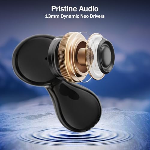 Image of pTron Bassbuds Tango in-Ear TWS Ear Buds w /Custom EQ, 50hrs Playtime, Pristine Sound, Dual Mic, TruTalk ENC Calls, Mobile App,Wireless Bluetooth V6.0,Touch Controls,Type-C Charging, IPX5 (Space Black)