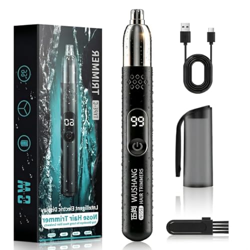 【小型・1台3役・LCD電量表示】鼻毛カッター メンズ レディース エチケットカッター はな毛カッター USB充電式 はなげカッター 耳げカッター 眉 耳 鼻毛切り 水洗い可能 男女兼用 おしゃれ 持ち運び便利 プレゼント 日本語説明書付き(ブラック)