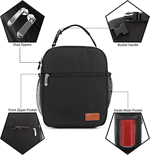 Image of Insulated Lunch Bag for Office, School, Men, Women, Hot & Cold Lunch Box, Tiffin Pouch (Black(Pocket))