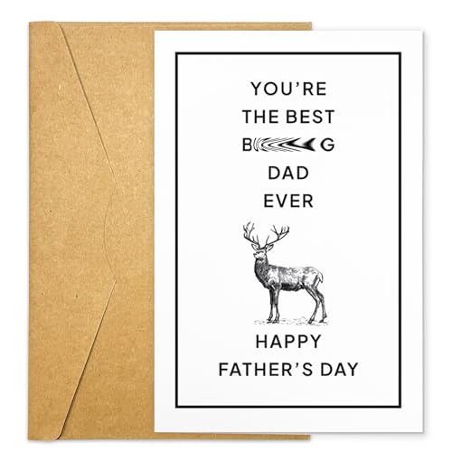 Funny Fathers Day Card from Daughter, Son, Wife – Handmade Husband Birthday Card for Dad – Cute Lightweight Greeting for Husband - Unique Fathers Day Gifts for Best Dad Ever (Deer Dad)