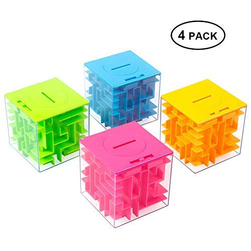 Miniatura 6 de Caja de rompecabezas de laberinto de dinero de 4 piezas, caja de regalo única, divertidos juegos de rompecabezas de laberinto para niños y adultos