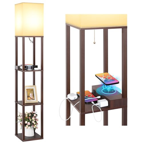 Mlambert Modern Shelf Floor Lamp with Wireless Charger & Fast