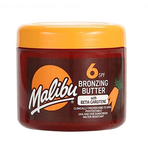 Malibu Sun Bronzing Fast Tanning Body Butter, Tan Accelerator with Beta Carotene, Moisturising & Water Resistant Formula, 300ml, SPF 6