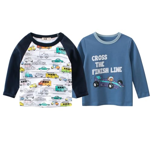 Acqua di Mare Camiseta Menino Kit c/2 Manga Comprida 100% algodão 2 a 10 anos, Camiseta Infantil Vár