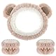 AOZUO Haarband Kosmetik für Make Up und Waschen, Bärenohren Elastisches Gesicht Handgelenk Waschband, Saugfähiges Abschmink Haarband für Mädchen Damen Yoga, Sport, Hautpflege Kosmetik Dusche