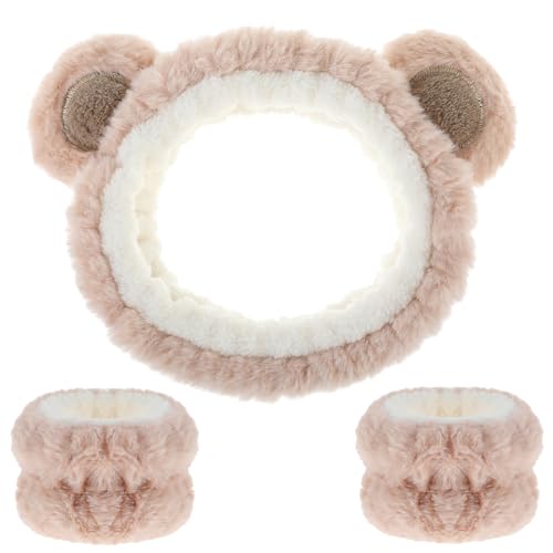 AOZUO Haarband Kosmetik für Make Up und Waschen Bärenohren Elastisches Gesicht Handgelenk Waschband Saugfähiges Abschmink Haarband für Mädchen Damen Yoga Sport Hautpflege Kosmetik Dusche