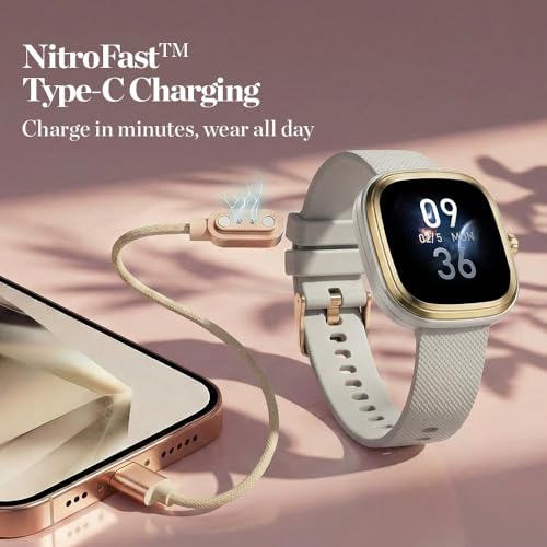 Image of Fastrack Ryz Smart Watch for Women, 1.72 inch Super Ultra VU Display,Dynamic 60Hz Refresh Rate,AI Voice,Functional Crown,1ATM,BT Calling,HRM,SpO2 & Multiple Menu Styles,24 /7 Health Suite - Ivory White