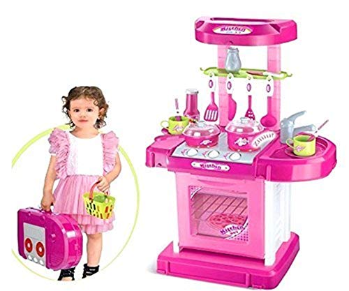 Image of Popsugar Camp N Play Tent for Kids | Indoor or Outdoor, Foldable Tent, Portable, Multicolor & Popsugar Kitchen Set with Light and Sound (Pink,TH008-58) Combo