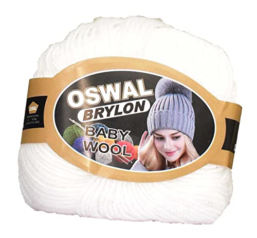 Image of OSWAL 120% Acrylic Wool White 12 GMS Wool 4 ply Wool Ball Hand Knitting Wool /Art Craft Soft Fingering Crochet Hook Yarn- Art-AECA