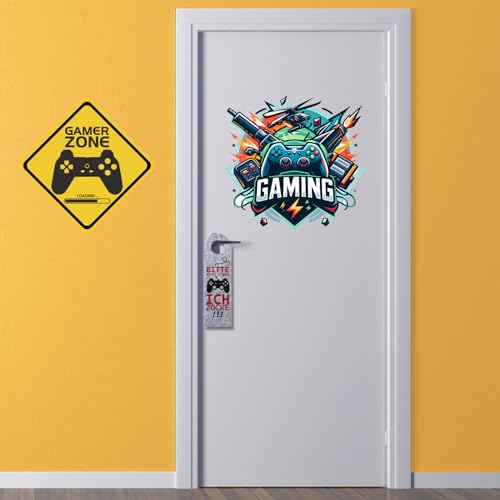 XIAONIU Bitte Nicht stören, ich zocke oder komm rein, 2Stück Türanhänger aus Filz, Zocker Geschenk, Gamer Zimmer Deko, Gamer Geschenk, Teenager Jungen Geschenk, Coole Sachen für Jungs (grau)