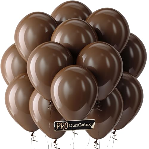 Bezente Pro Duralatex Brown Balloons - 100 Pack 12 inch Extra-Thick Dark Premium Boho Coffee Brown Balloons for Long-Lasting Professional Decorations Birthday Graduation Woodland Safari Jungle Party
