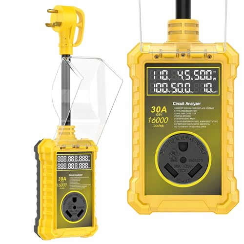 Otytkgo RV Surge Protector 30 Amp, 16000J IP67 Waterproof LED Real Time Circuit Analyzer with Safety...
