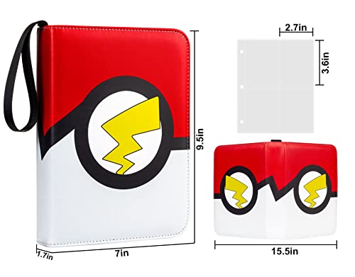 4-Pocket Binder For Trading Cards With 50 Removable Sheets Holds 400 Cards, Card Book Collector Album Folder For Yugioh, Mtg, Tcg, Trading Card Holder With Zipper-Toys Gifts For Boys Girls, Red #TOP3