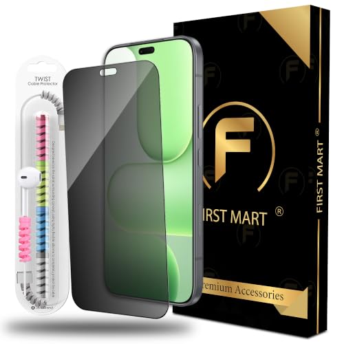 Image of FIRST MART Privacy Anti-Spy Tempered Glass for Honor 600 Lite With Installation Kit | Military-Grade Gorilla Screen Protector & Cable Guard | Edge to Edge Coverage | Black