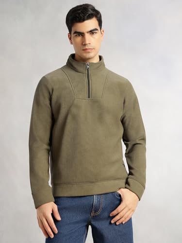 Image of Thomas Scott Men's | Regular Fit | Long Sleeves | High Neck | Solid | 100% Polyester | Knitted | Sweatshirt | Dry Clean Only