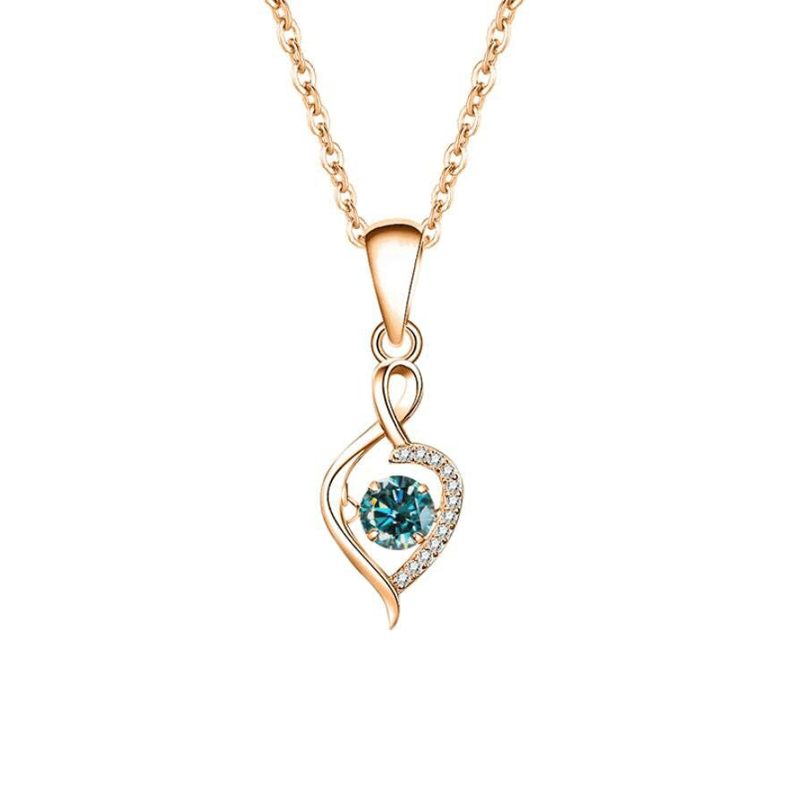 Ciondolo Collana Donna, Donna Collana con Ciondolo Cuore Cavo con Topazio/moissanite da 0,5 ct in Oro 9K/14K/18K/Platino, 45cm