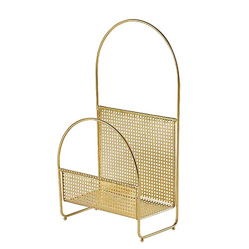 MOM Home Storage ShelvesOffice Furniture Stands Bookshelf Metal Wrought Iron Frame Free Standing Bookshelf Storage Unit Bedside Storage Rack Bedroom Space Saving HoldersGold14967872834In
