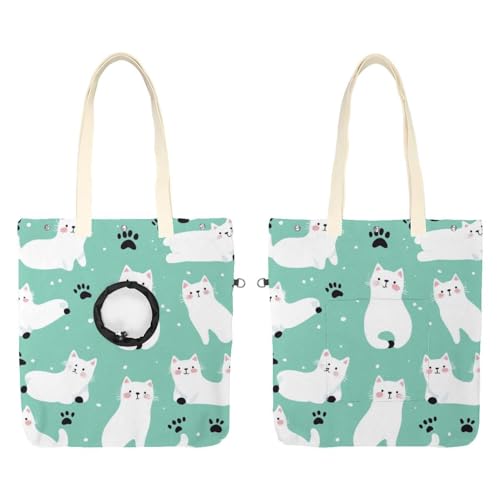 Sac de transport portable chats blancs pour balades urbaines avec animaux