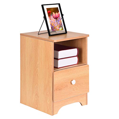 Oksale Night Stand, Accent Table, Assemble Storage Cabinet Bedroom Bedside Locker Single Drawer Nightstand, USA Stock (Nordic Pine Color)