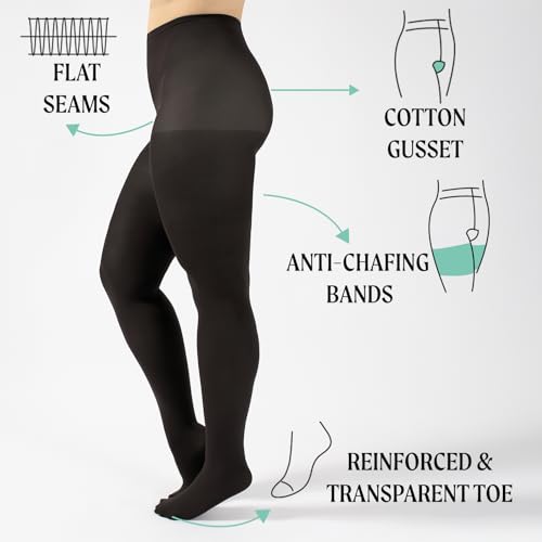 Image of CALZITALY Plus Sizes Anti-Chafing Opaque Tights | 60 DEN | L - 4XL | Black | Italian Hosiery