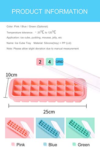 Bandeja de cubos de gelo de silicone Cubo de gelo Recipiente de molde Cubos congelados 24 compartime