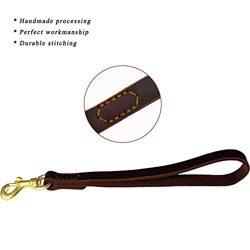 Lwbmg Leather Short Dog Leash 12 Inch Short Dog Traffic Lead Leash For Large Dogs Training And Walking Brown #TOP1