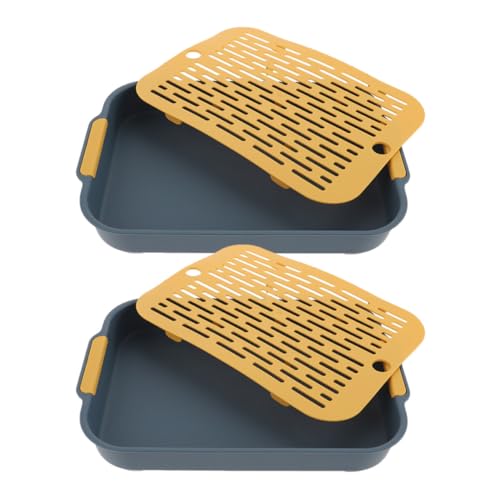 CAXUSD Caja de Arena Rectangular Amplio Espacio para Conejos y Hámsters de PP 2 Piezas Fácil de Limpiar para Uso en Casa o Baño