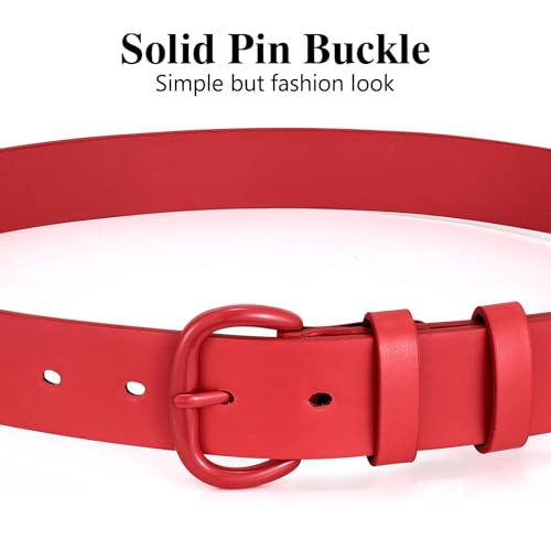 Image of WHIPPY Women Leather Belt for Jeans Pants Dresses Black Ladies Waist Belt with Pin Buckle