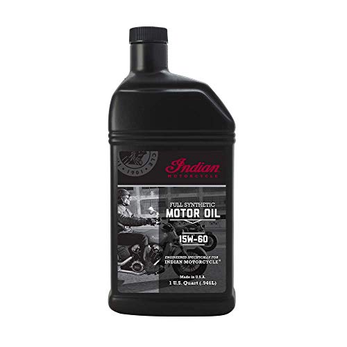 Indian Motorcycle Oil 15W-60 Full Synthetic, Fits All V-Twin Engine Models, Motor Oils, Ultimate Engine Protection, Outstanding Clutch Performance and Shear Stability, 1 Quart - Part 2880187